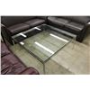 Image 1 : 4' SQUARE GLASS TOP COFFEE TABLE