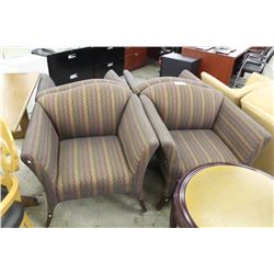 LOT OF RECEPTION FURNITURE INC. 4 SOFA CHAIRS, SIDE CHAIR, COFFEE TABLE AND HALL TABLE