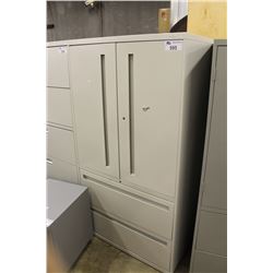 GREY 2 DRW. LATERAL FILE CABINET WITH STORAGE