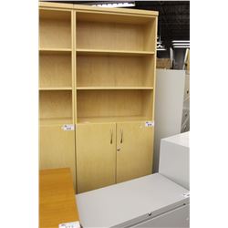 MAPLE 7' TALL CABINET WITH 2 DOOR STORAGE AND OVERSHELF