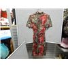 Image 2 : LADIES DRESS - USED - FRDA FASHIONS - ORANGE PATTERN - RETRO, BELT, S/S DAISY BUTTONS - SIZE SMALL