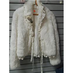 White faux fur jacket