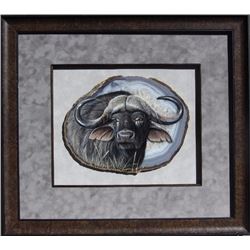 “Cape Fear” Original acrylic on Brazilian agate by Great Falls own Cliff Rossberg