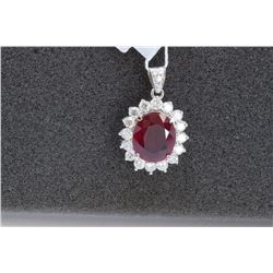 14K WHITE GOLD RUBY PENDANT