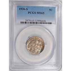 1936-S BUFFALO NICKEL, PCGS MS-65