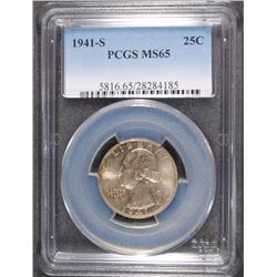 1941-S WASHINGTON QUARTER, PCGS MS-65 GEM