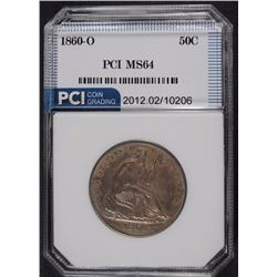 1860-O SEATED HALF DOLLAR, PCI GEM BU  NICE COLOR