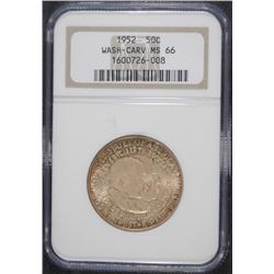 1952 WASHINGTON CARVER COMMEMORATIVE HALF DOLLAR, NGC MS-66