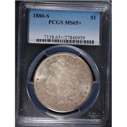 1880-S MORGAN SILVER DOLLAR PCGS MS65+