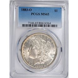 1883-O MORGAN SILVER DOLLAR, PCGS MS-65  BLAST WHITE