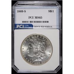 1889-S MORGAN SILVER DOLLAR, PCI GEM BU  WHITE  SEMI-KEY