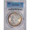 Image 1 : 1891 MORGAN SILVER DOLLAR, PCGS MS-63  RAINBOW COLORS!