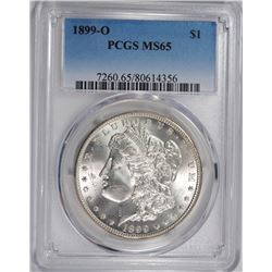 1899-O MORGAN SILVER DOLLAR, PCGS MS-65  BLAST WHITE