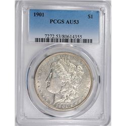 1901 MORGAN SILVER DOLLAR, PCGS AU-53  SEMI-KEY