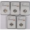 Image 1 : 1946-S, 1949-D, 1953-S, 1955 & 1957 ROOSEVELT DIMES NGC MS-66
