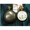 Image 2 : Open face Pocket watch with gold trimmed Silver case, not working; A.W. Co. Hunting Case Pocket Watc