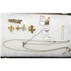 Image 2 : Glass case in poor condition containing a gold-filled Hair Pin; several Fleur-de-lis; "D.Peres Solin
