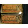 Image 1 : (2) Series 1954 Bank of Canada $2 Banknotes, VF-EF.