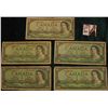 Image 1 : (5) Series 1954 Bank of Canada $1 Banknotes. Circulated.