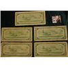 Image 2 : (5) Series 1954 Bank of Canada $1 Banknotes. Circulated.