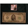 Image 1 : Series 1934A $5 Federal Reserve Note, EF. Obv. Macro plate I47, rev. 1420.