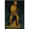 Image 1 : Hollow Bronze of a World War I French Infantryman with Bolt Action Rifle. He is stepping over an exp
