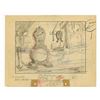 Image 1 : Original Background Layout Drawing from "Mickey's Mellerdrammer".