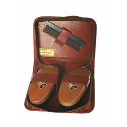 Mickey Mouse Wooden Brush Set in Leather Case.
