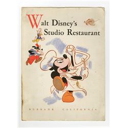 Walt Disney's Studio Restaurant Menu.