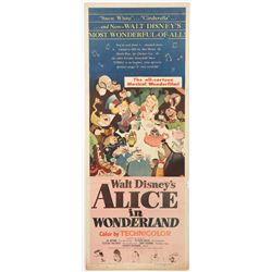 "Alice in Wonderland"  Original Release Insert Movie Poster.