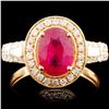 Image 1 : 14K Gold 2.02ct Ruby & 0.73ctw Diamond Ring