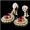 Image 2 : 18K Gold 2.02ctw Ruby & 2.76ctw Diamond Earrings