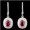 Image 1 : 18K Gold 1.27ctw Ruby & 0.50ctw Diamond Earrings