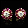 Image 1 : 18K Gold 1.30ct Ruby & 0.49ct Diamond Earrings