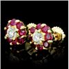 Image 2 : 18K Gold 1.30ct Ruby & 0.49ct Diamond Earrings