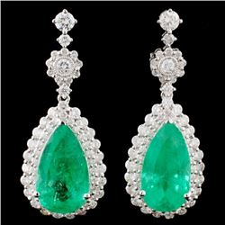 18K Gold 10.06ctw Emerald & 2.34ctw Diamond Earrin