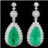 Image 1 : 18K Gold 10.06ctw Emerald & 2.34ctw Diamond Earrin