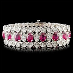 14K Gold 21.50ct Ruby & 3.25ctw Diamond Bracelet