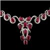 Image 2 : 14K Gold 26.96ct Ruby & 3.40ctw Diamond Necklace