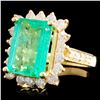 Image 2 : 18K Gold 4.00ct Emerald & 1.00ctw Diamond Ring