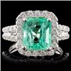 Image 1 : 18K White Gold 2.74ct Emerald & 1.08ct Diamond Rin