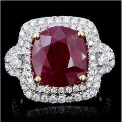 18K Gold 5.98ct Ruby & 1.10ct Diamond Ring