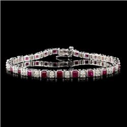 14K White Gold 3.75ct Ruby & 0.85ct Diamond Bracel