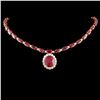 Image 1 : 14K Rose Gold 40.16ctw Ruby & 2.33ct Diamond Neckl