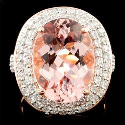 14K Gold 7.66ct Morganite & 1.11ctw Diamond Ring