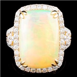 18K Gold 8.87ct Opal & 1.04ctw Diamond Ring