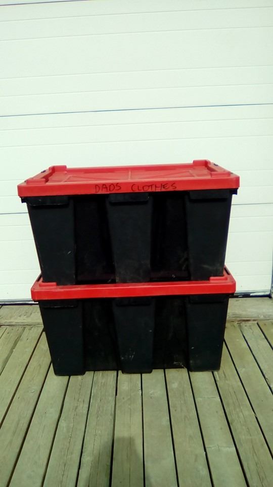 (2) Blue stackable storage totes 104L each
