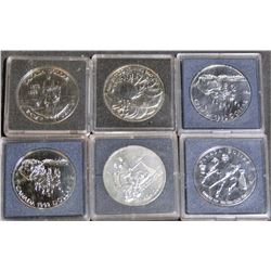 6 Canada Silver Brilliant Uncircualted $1 Dollar Coins (.75 Oz ASW Each)