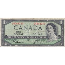 1954 Bank of Canada $1 Devil's Face Bank Note - VG