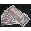 Image 1 : 6 Consecutive 1954 Bank of Canada $2 Bank Notes - Modified Portrait - AU/AU+